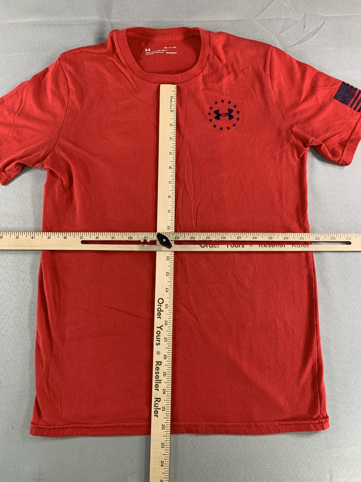 Under Armour Shirt Mens Small Red HeatGear Freedom Patriotic USA Flag Tee NWT