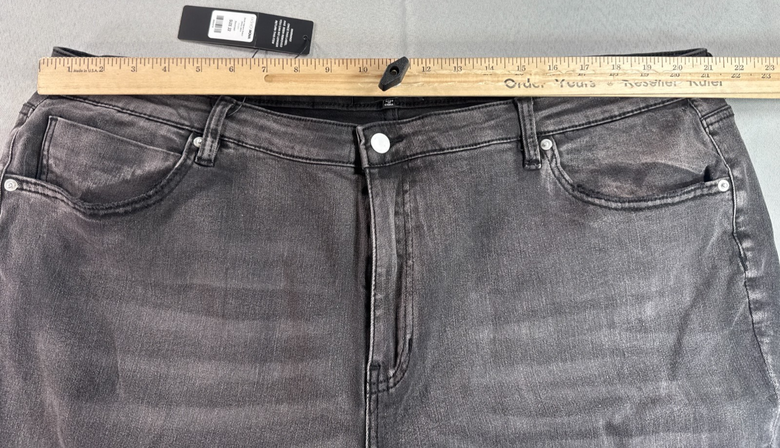 Fashion Nova Plus Skinny Jeans Womens 22 Black Wash Distressed Stretch Denim