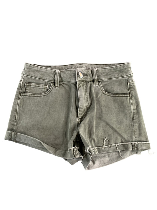 American Eagle Shorts Womens 4 Green Super Super Stretch Distressed Denim Cutoff