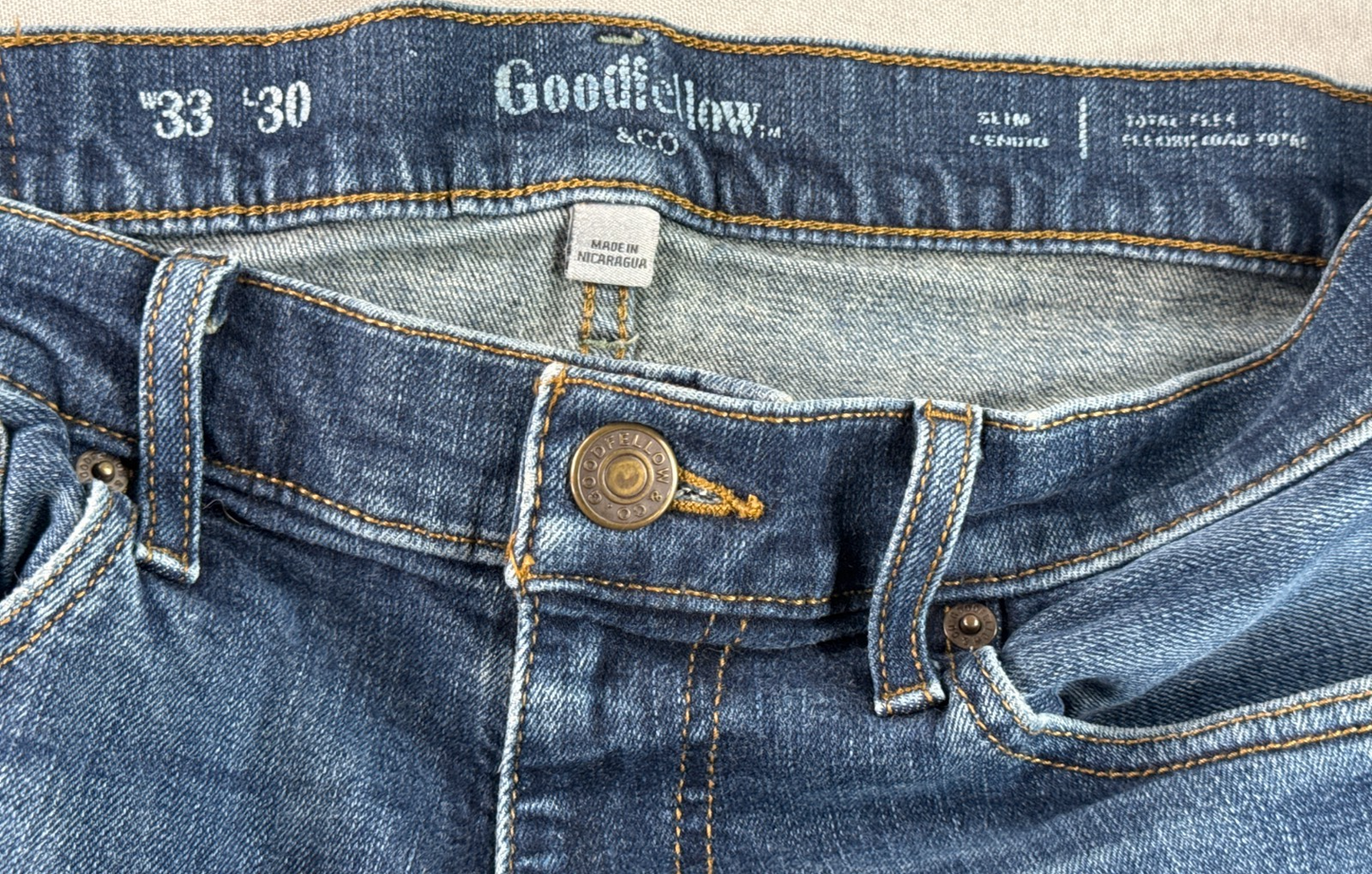 Goodfellow Slim Straight Jeans Mens 33x30 Blue Stretch Denim Medium Wash