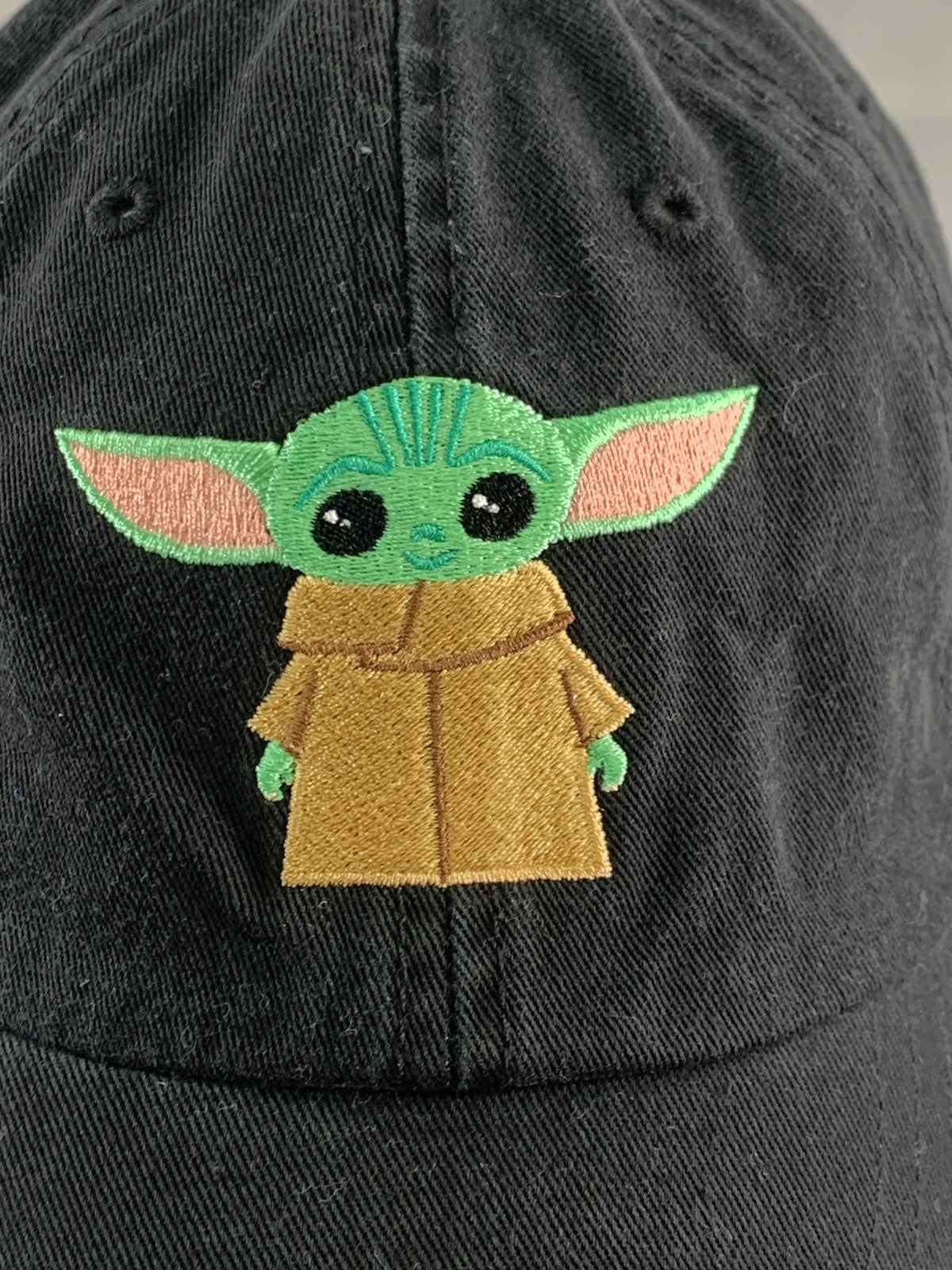 Star Wars Baby Yoda Grogu Hat Cap Strap Back Black Mandalorian Embroidered Youth