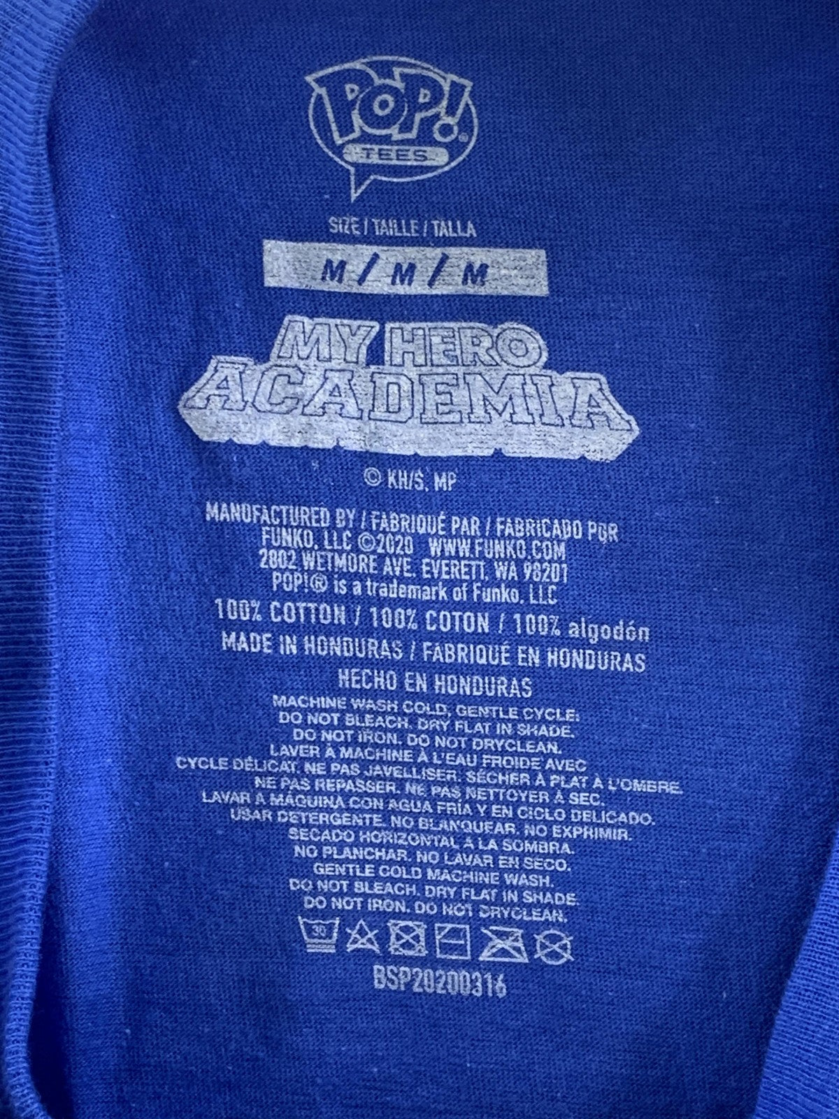 My Hero Academia Shirt Mens Medium Blue Ingenium Tenya Iida Anime Graphic Funko