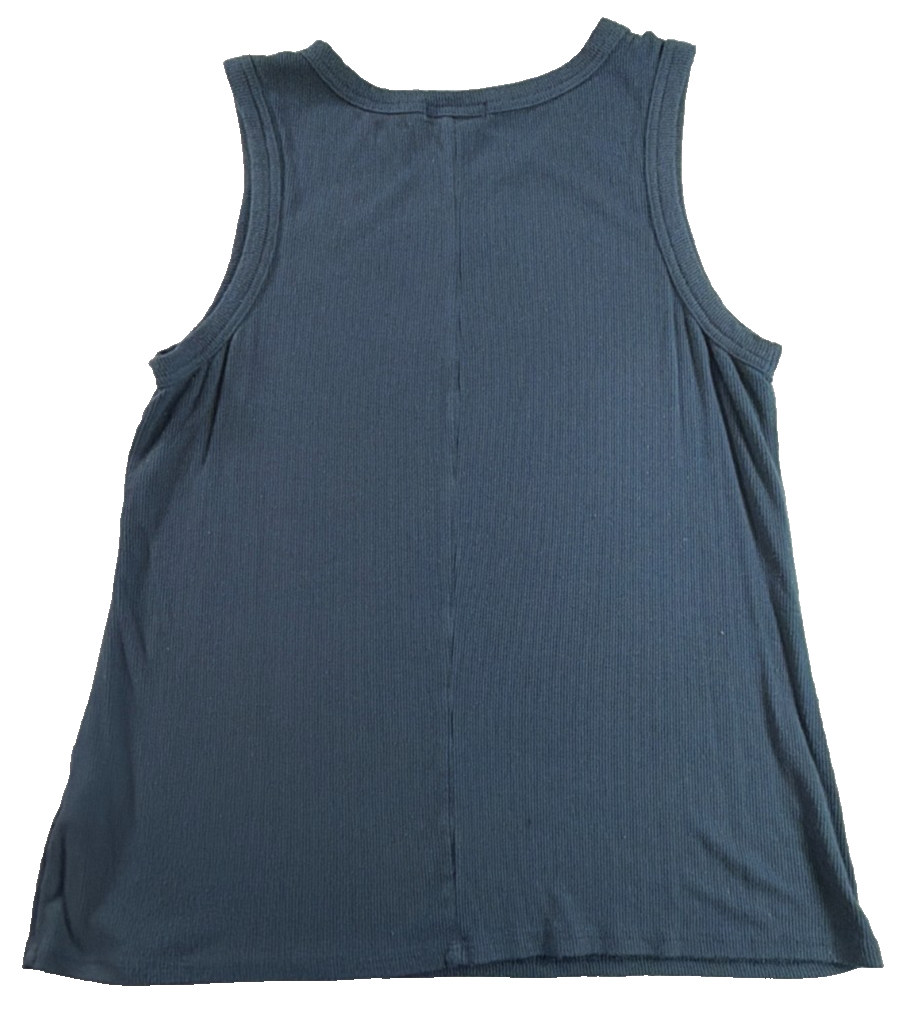 Halogen Nordstrom Ribbed Rayon Tank Top Slate Blue Crewneck Fitted Small Apparel
