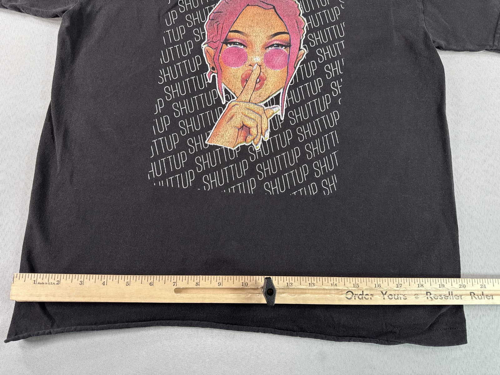 ALSTYLE Shut Up Graphic Tee Oversized Black Cotton Short Sleeve Crewneck Men M