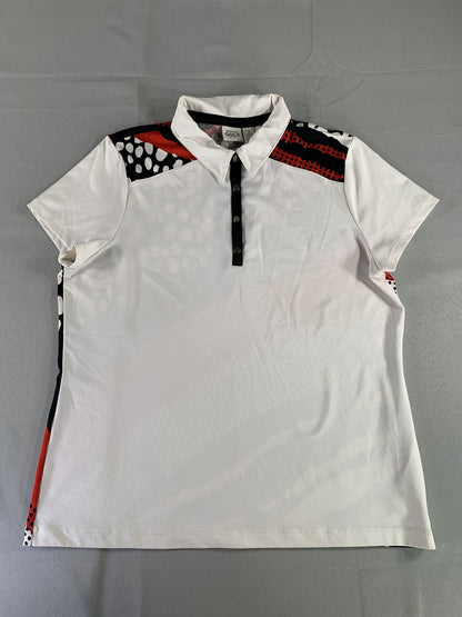 Chicos Zenergy Golf Polo Shirt Womens 2 Medium Pattern Athletic Top Performance