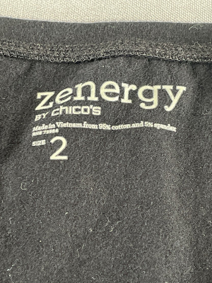 Chicos Zenergy Shirt Womens 2 Sequin Embellished 3/4 Sleeve Pullover Top Apparel