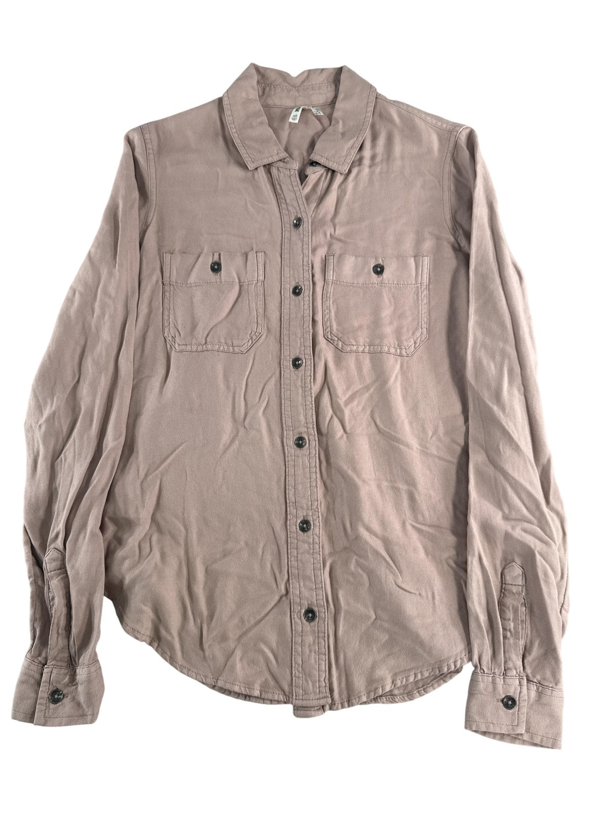 Mudd Shirt Womens XS Pink Long Sleeve Button Up 100% Rayon Utility Casual Top