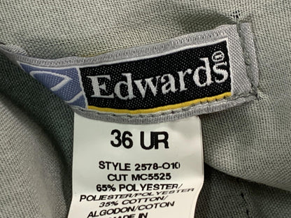 Edwards Chino Pants Mens 36 Black Flat Front Poly Cotton Uniform Work Unbranded