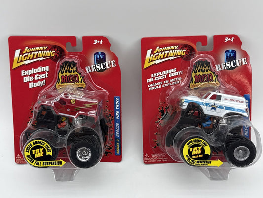 Johnny Lightning Exploding Die MOD Rescue Cast Vehicle Metal Full Toys Set
