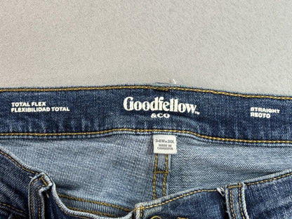 Goodfellow Co Straight Fit Jeans Mens 34Wx30L Blue Cotton Blend Leg Durable Slim