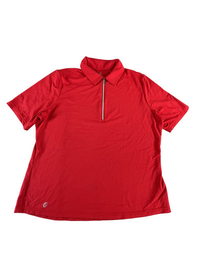GGblue Luxe Sport Polo Shirt Womens Large Red Quarter Zip Performance Golf Top