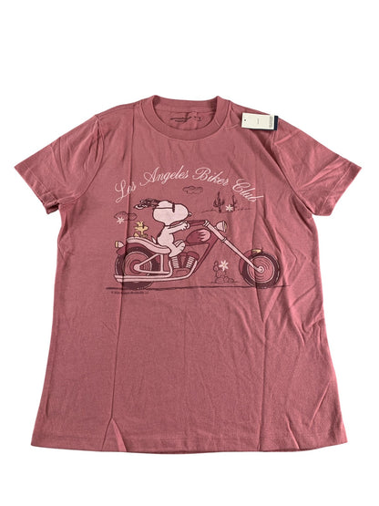 Snoopy Peanuts Shirt Youth 11/12 Pink Abercrombie Kids Biker Graphic Tee code on