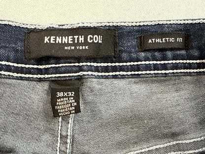 KENNETH COLE Jeans Mens 38X32 Blue Denim Relaxed Fit Distressed Wash Straight