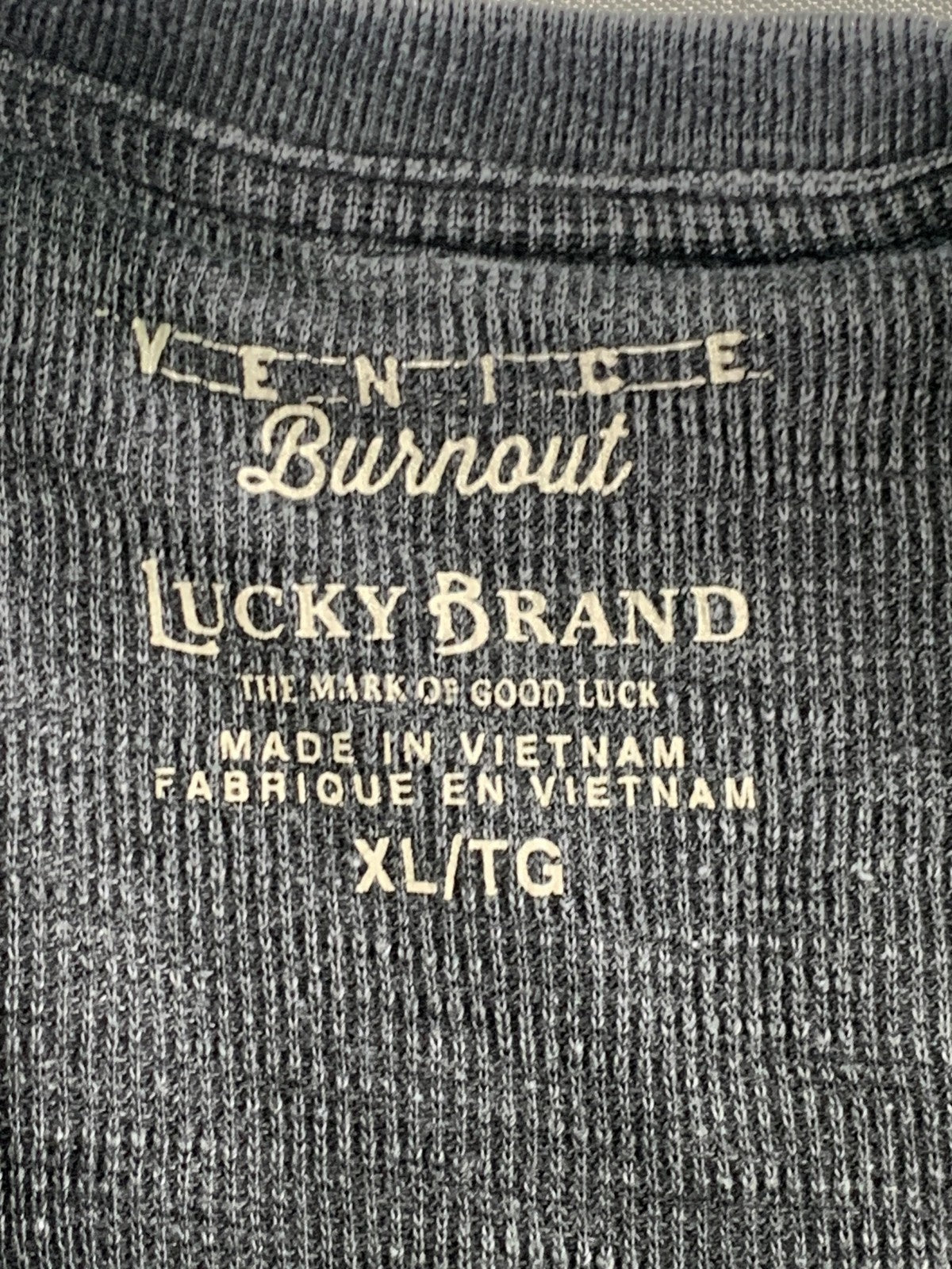 Lucky Brand Shirt Mens XL Gray Venice Burnout Long Sleeve Pocket Crewneck Casual
