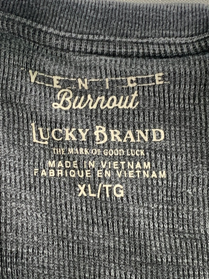 Lucky Brand Shirt Mens XL Gray Venice Burnout Long Sleeve Pocket Crewneck Casual