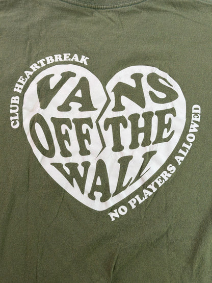 Vans Off The Wall Mens XL Olive Green Club Heartbreak No Players Allowed Tee