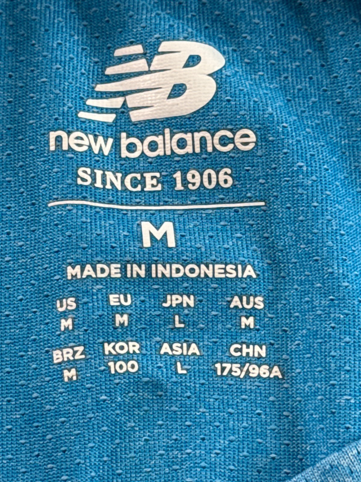 New Balance Mens M Light Blue Performance Athletic Tee Short Sleeve Mesh Running