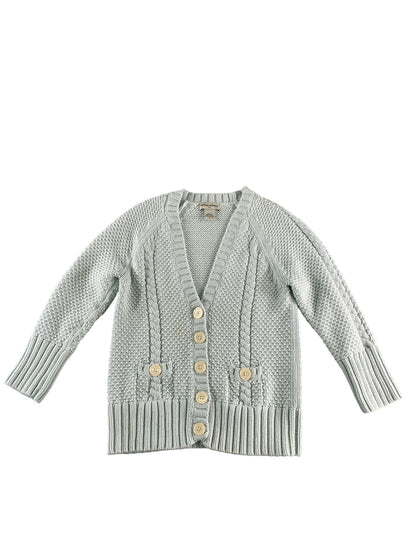 Banana Republic Sweater Womens Medium Mint Green Cardigan Cable Knit Pockets 100