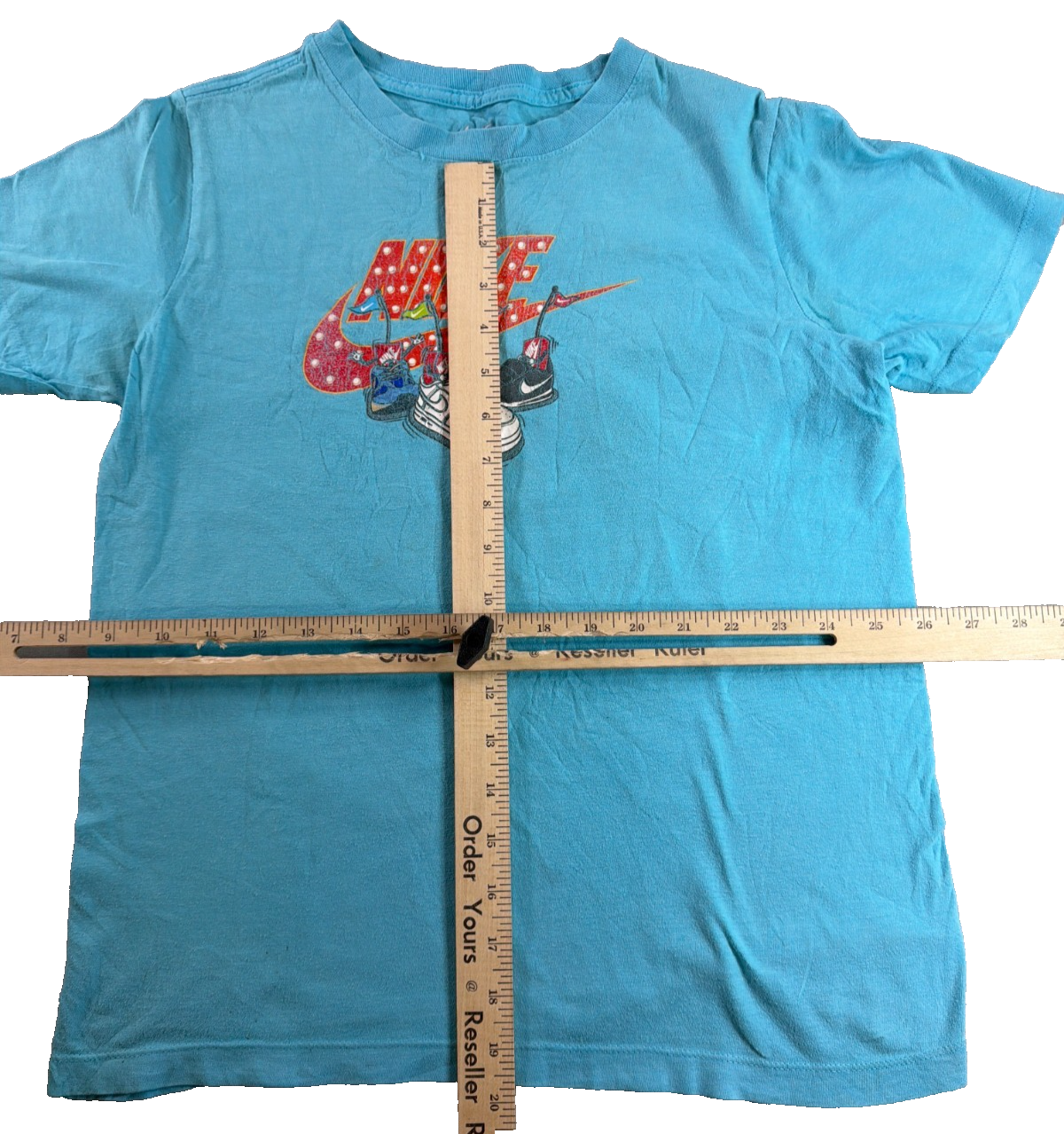 Nike Graphic T Shirt Womens Large Blue Sneaker Print Logo Short Sleeve Tee NWT