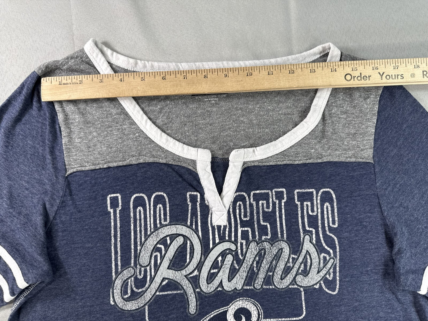 NFL Team Apparel Los Angeles Rams Neck Tee 2XL Blue Graphic Logo Polyester Women