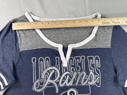 NFL Team Apparel Los Angeles Rams Neck Tee 2XL Blue Graphic Logo Polyester Women