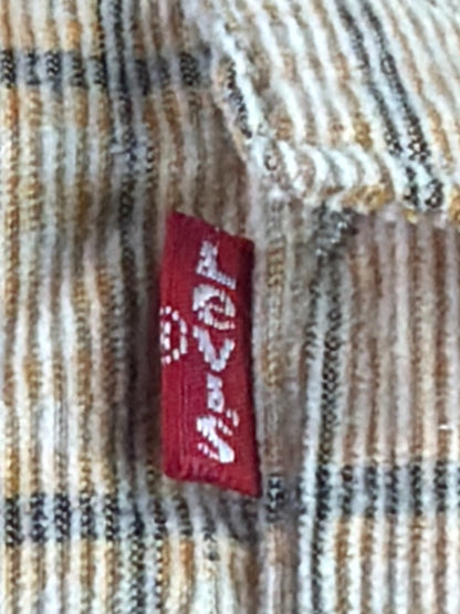 Levi's Classic Western Shirt Men Medium Tan Plaid Pearl Snap Standard Fit Rodeo