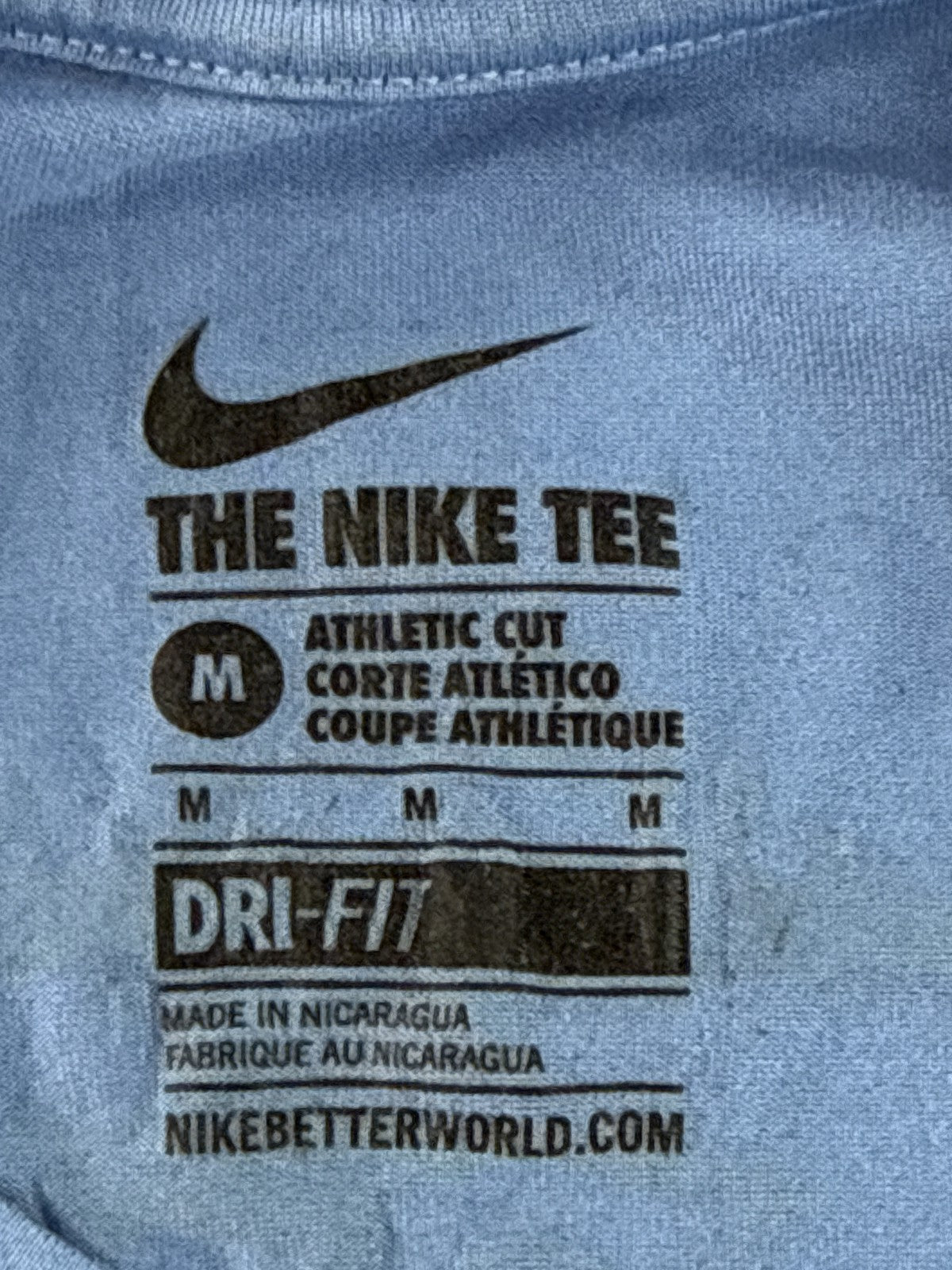 NIKE Cherif Zein Sports Tee M Blue Polyester Athletic Graphic Crewneck