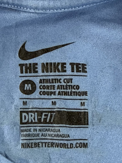 NIKE Cherif Zein Sports Tee M Blue Polyester Athletic Graphic Crewneck