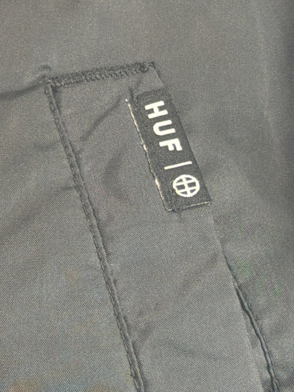 HUF Athletics Coaches Jacket Mens Small Black Nylon Windbreaker Snap Skate NWT
