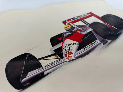 Ayrton Senna McLaren Print Cademartori Signed Ltd 72 500 F1 Racing Art Vintage