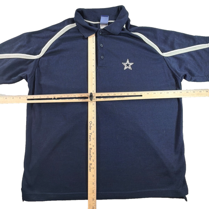 Dallas Cowboys Reebok NFL Polo Shirt Men Large Navy Blue White Star Embroidered