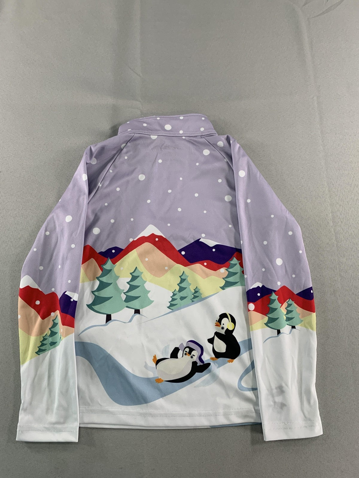 Spyder Pullover Youth 5 Purple Quarter Zip Penguin Winter Graphic Long Sleeve