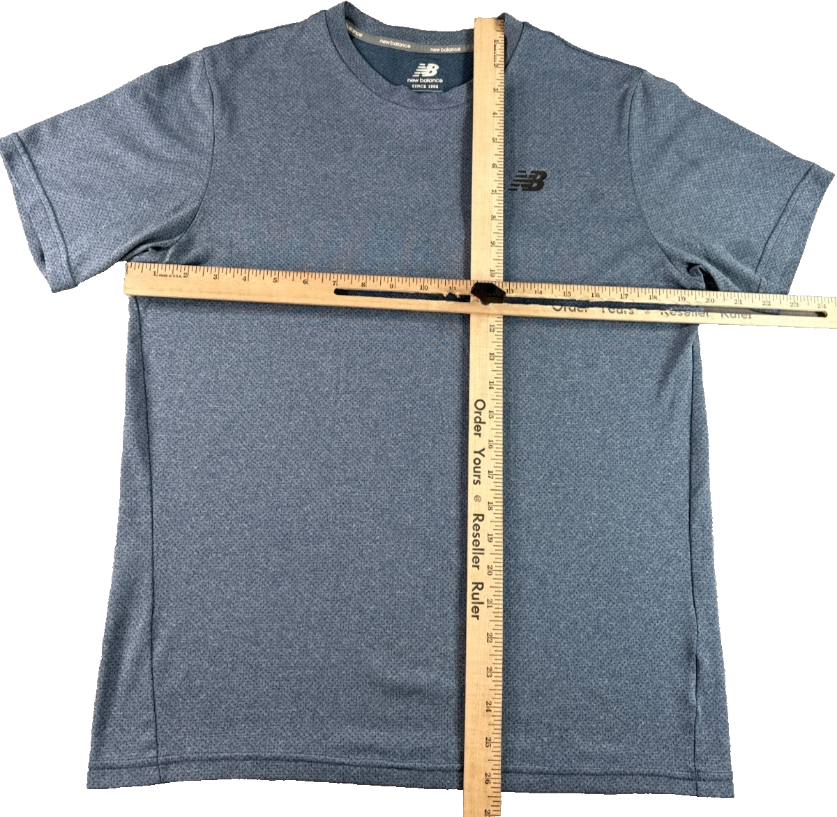 New Balance Mens M Slate Blue Performance Athletic Tee Short Sleeve Mesh Running