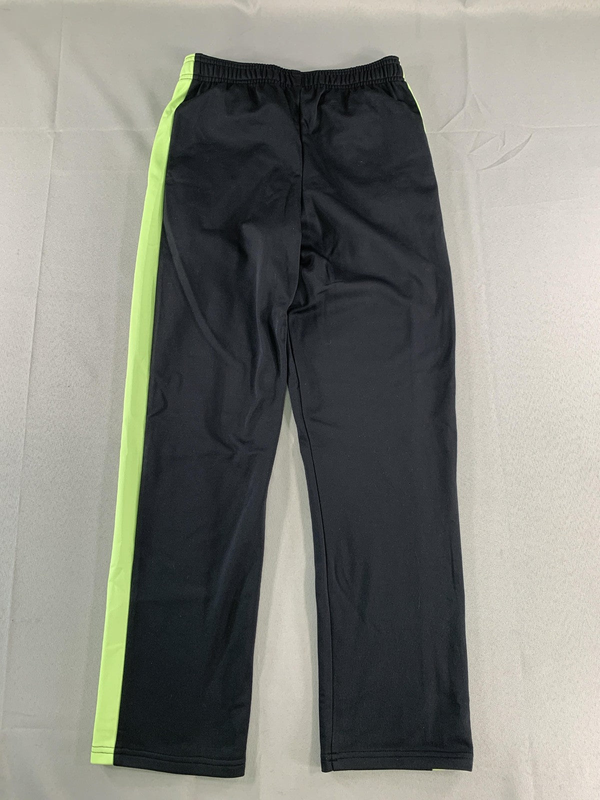 Under Armour Pants Youth Medium Black Neon Green Track Athletic Logo Drawstring