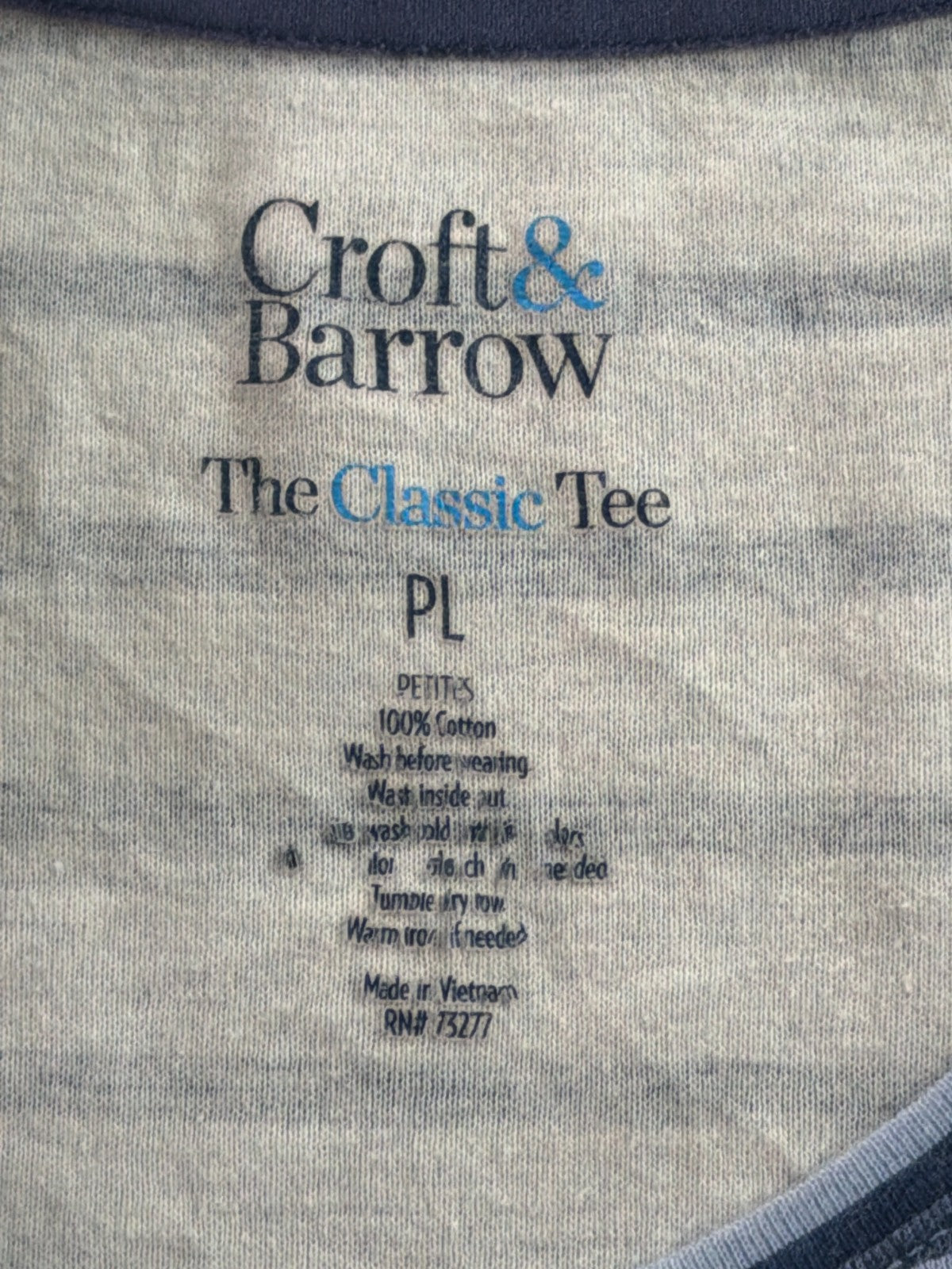 Croft & Barrow Classic Tee Womens PL Petite Blue Ombre Stripe Short Sleeve Top