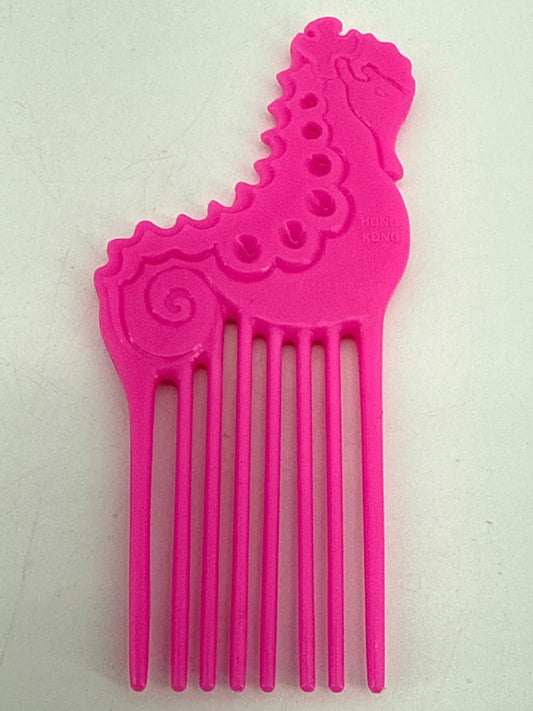Vintage 1987 Barbie Island Fun Seahorse Comb Mattel Hot Pink Accessory Apparel