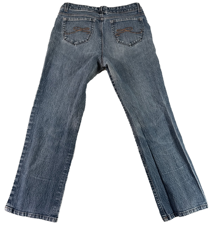Style&Co Straight Leg Jeans Womens 10P Blue Stretch Denim Distressed Mid Rise