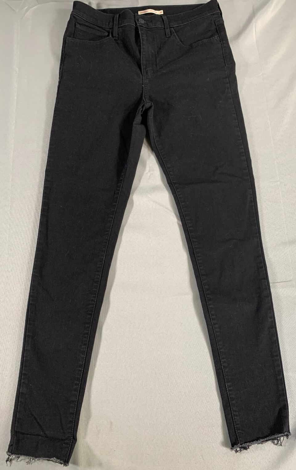 Levi’s 720 High Rise Super Skinny Jeans W30 Black Raw Hem Stretch Denim 28.5"