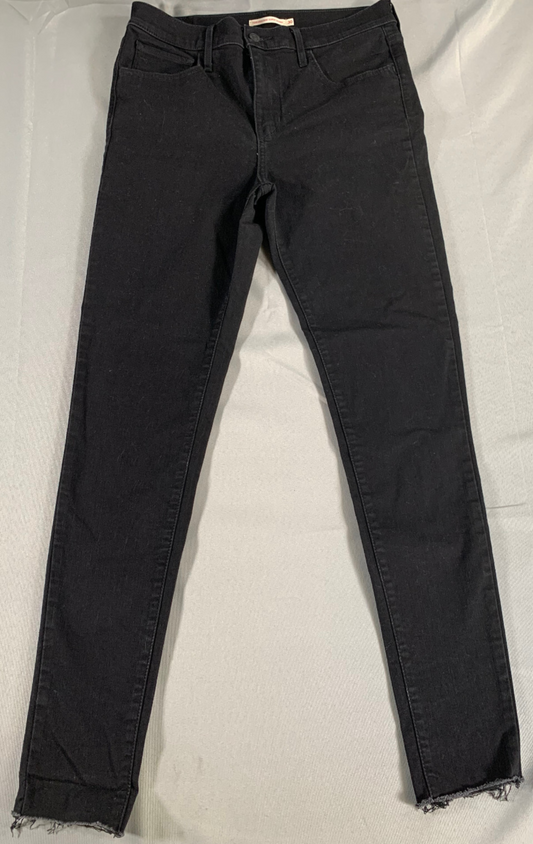 Levi’s 720 High Rise Super Skinny Jeans W30 Black Raw Hem Stretch Denim 28.5"