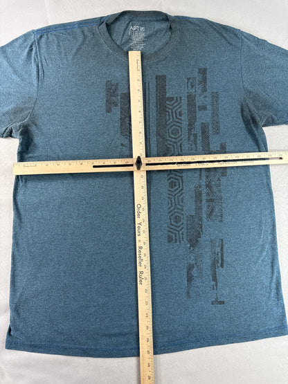 APT. 9 Graphic Tee XL Blue Crewneck Short Sleeve Soft Material Cotton Polyester