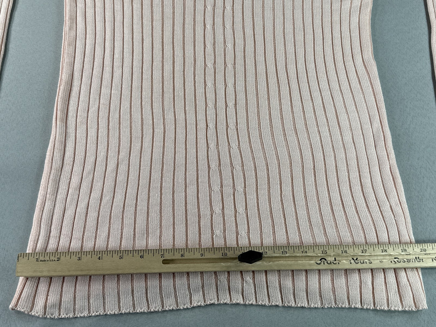 CINCIN Striped Neck Long Sleeve Knit Sweater Pink ONE Stretchy Collarless