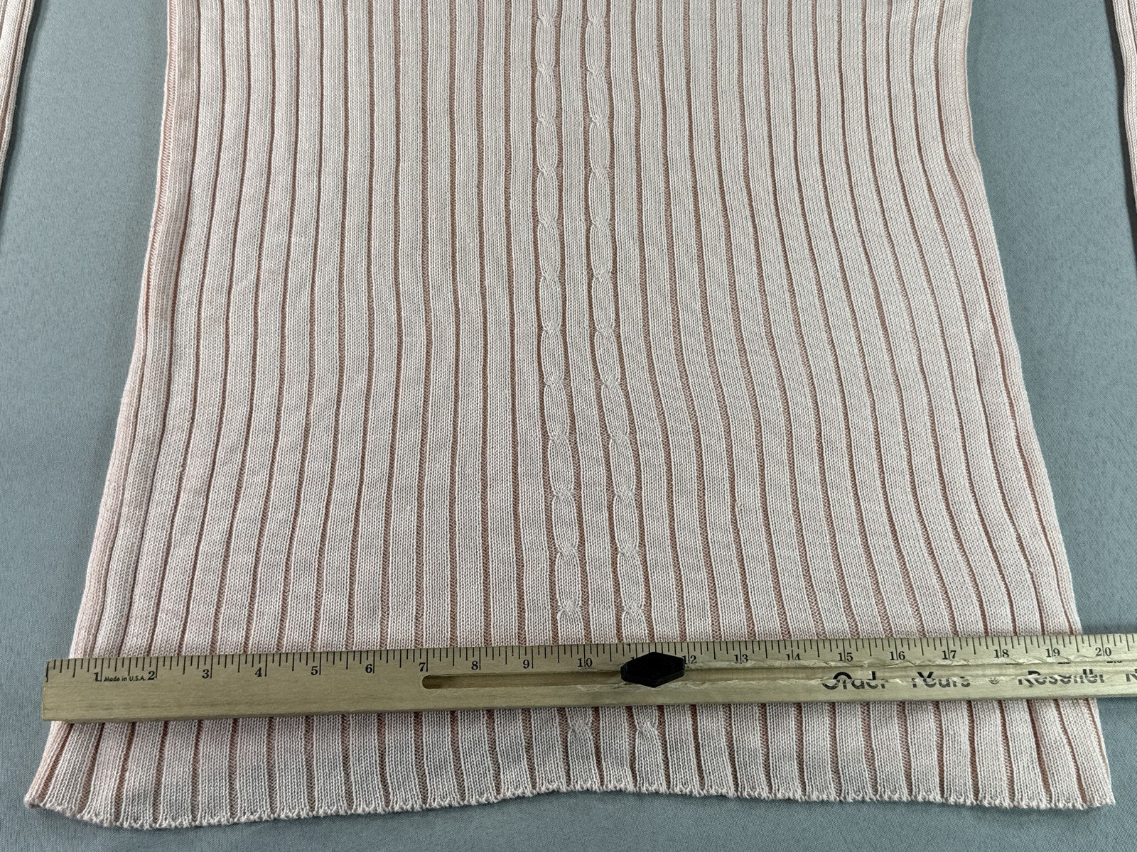 CINCIN Striped Neck Long Sleeve Knit Sweater Pink ONE Stretchy Collarless