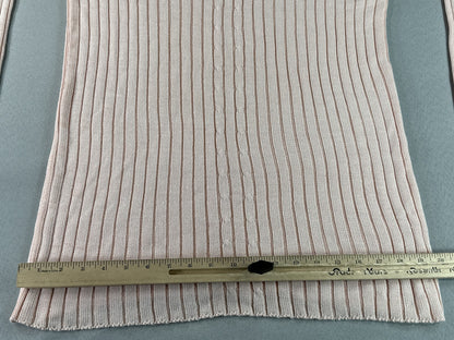 CINCIN Striped Neck Long Sleeve Knit Sweater Pink ONE Stretchy Collarless