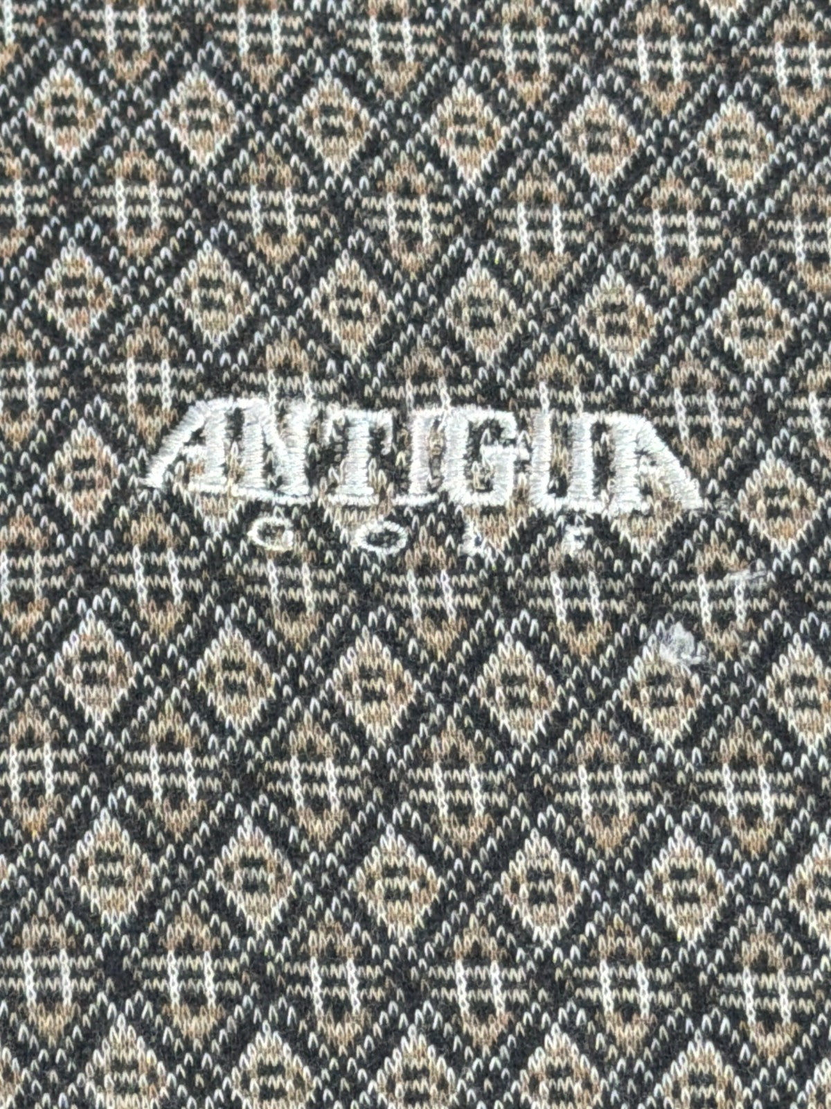Antigua Golf Men 3XL Gray Diamond Jacquard Polo Shirt 100% Cotton Short Sleeve