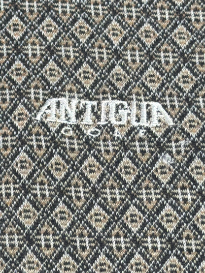 Antigua Golf Men 3XL Gray Diamond Jacquard Polo Shirt 100% Cotton Short Sleeve