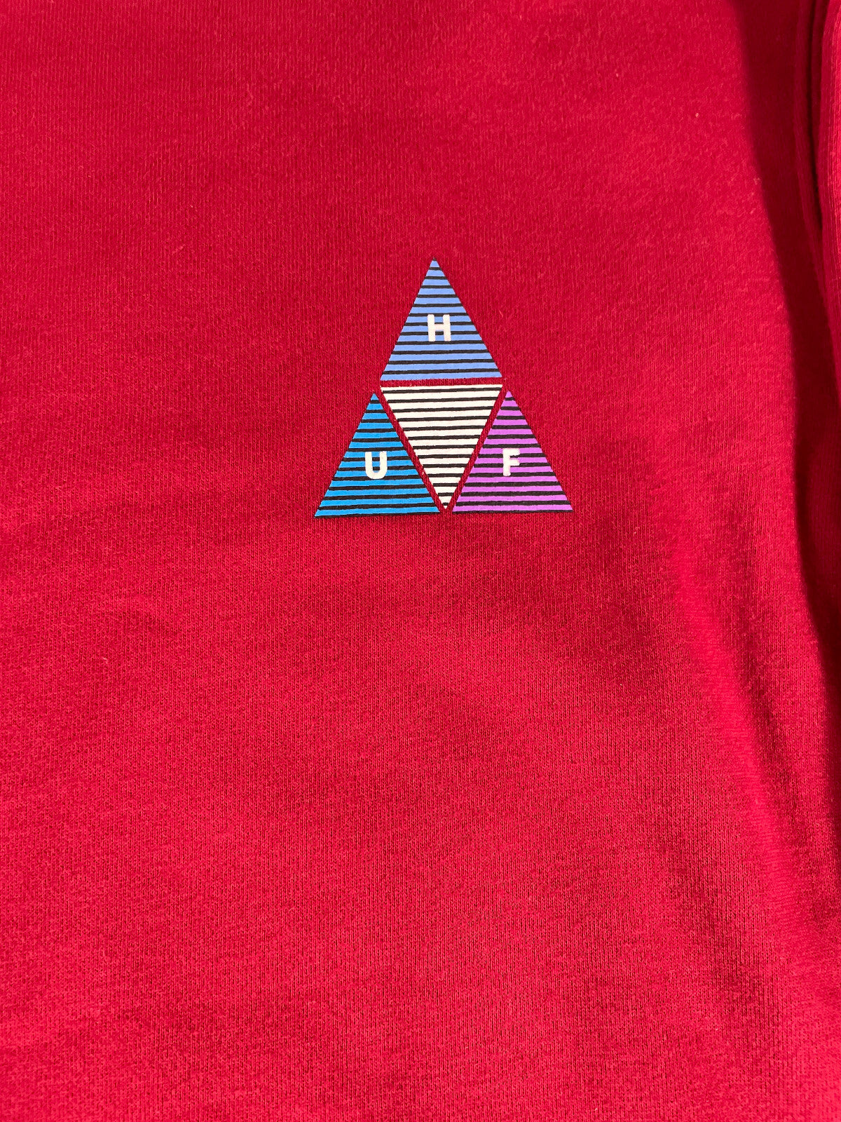 HUF Prism TT Crewneck Sweatshirt Mens M Red Pullover PF00399 Worldwide Graphic