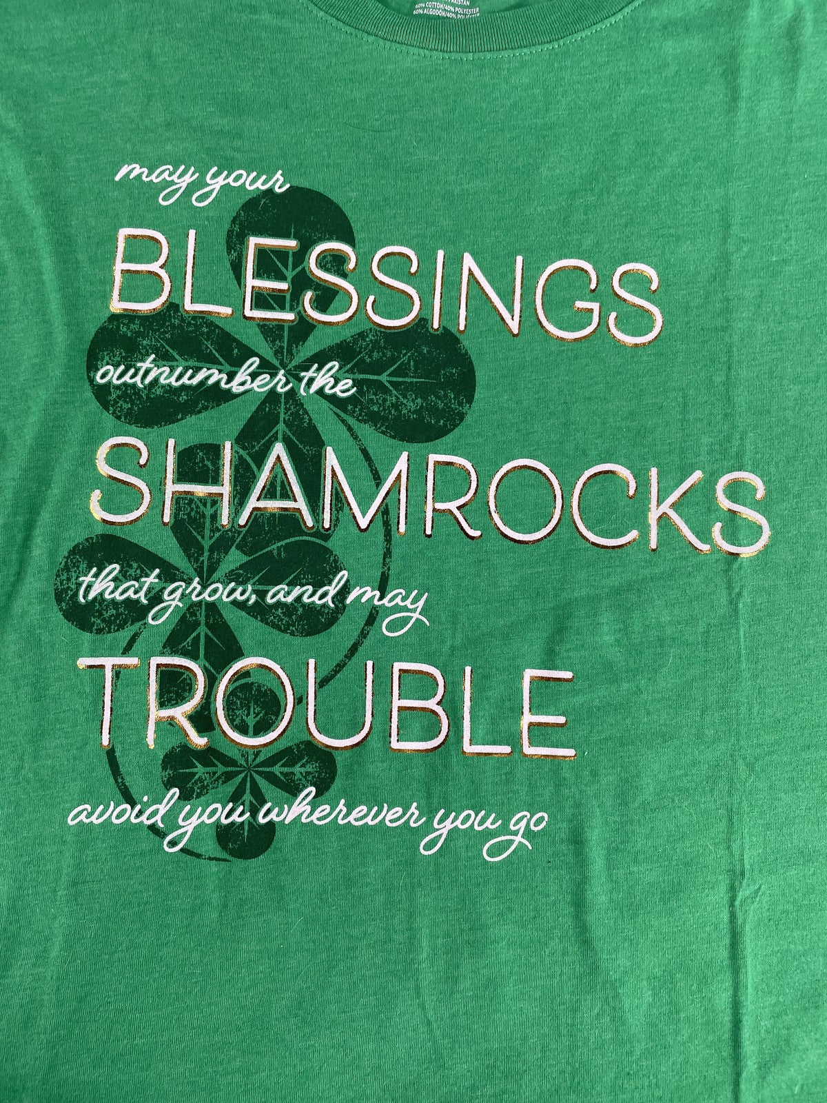 Way to Celebrate Shirt Womens XL Green St Patrick's Day Shamrocks Blessings Tee