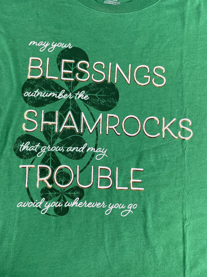 Way to Celebrate Shirt Womens XL Green St Patrick's Day Shamrocks Blessings Tee