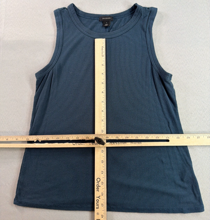 Halogen Nordstrom Ribbed Rayon Tank Top Slate Blue Crewneck Fitted Small Apparel