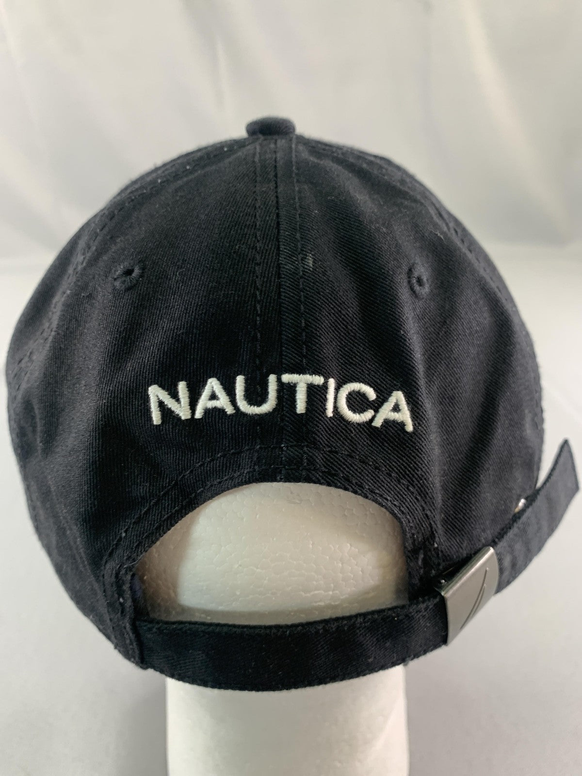 Nautica Hat Cap Strap Back Mens One Size Black Embroidered Sail Nautical Cotton